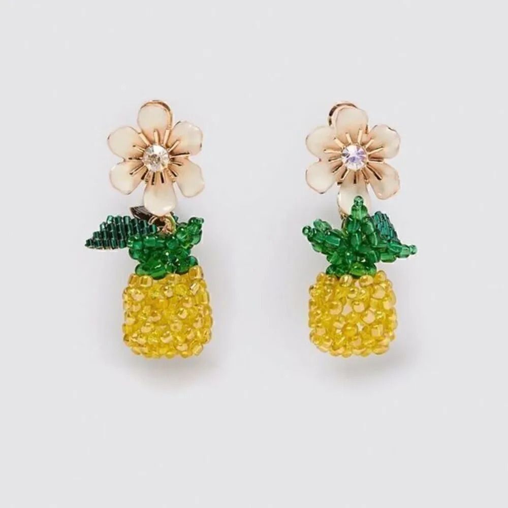 ZARA PINEAPPLE FLOWER EARRINGS - Picture 6 of 9